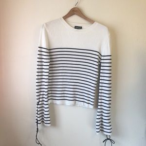 Topshop White Shirt With Black Stripes Long Sleeve